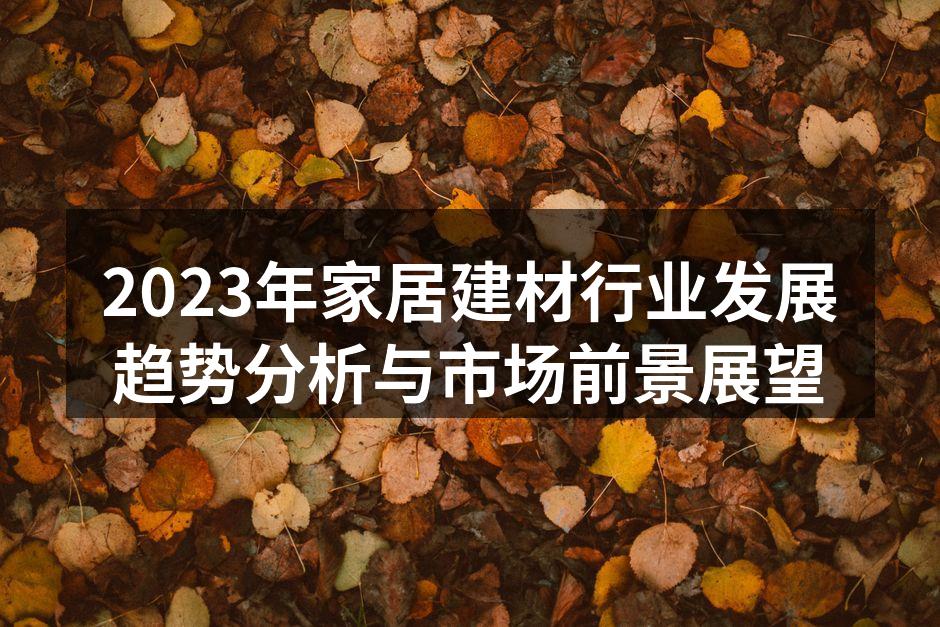 2023年家居建材行业发展趋势分析与市场前景展望