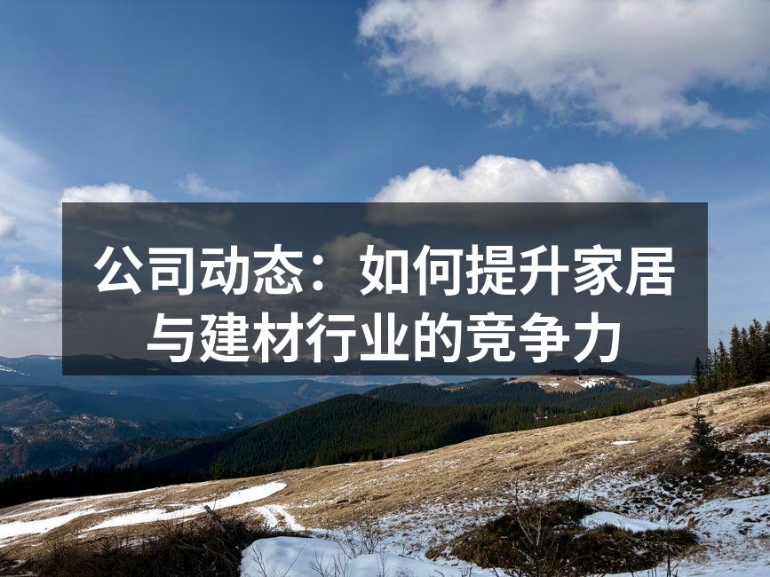 公司动态：如何提升家居与建材行业的竞争力
